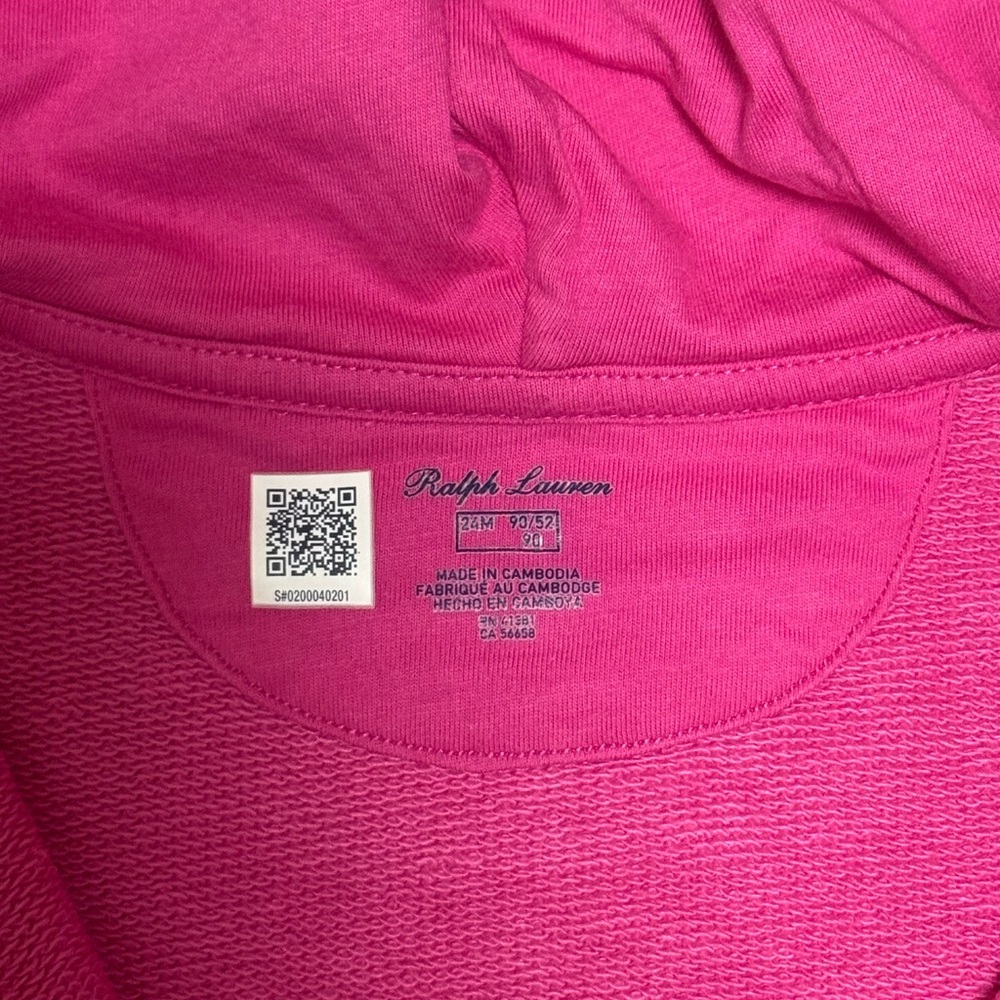 Ralph Lauren Baby Girl Pink Hoodie Set Peplum Zip Jacket & Pants 24M - Picture 3 of 12